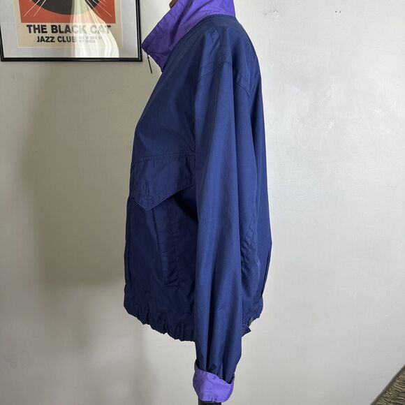 Pacific Trail Vintage 80s Windbreaker M Color Block Navy Purple READ - Picture 3 of 12